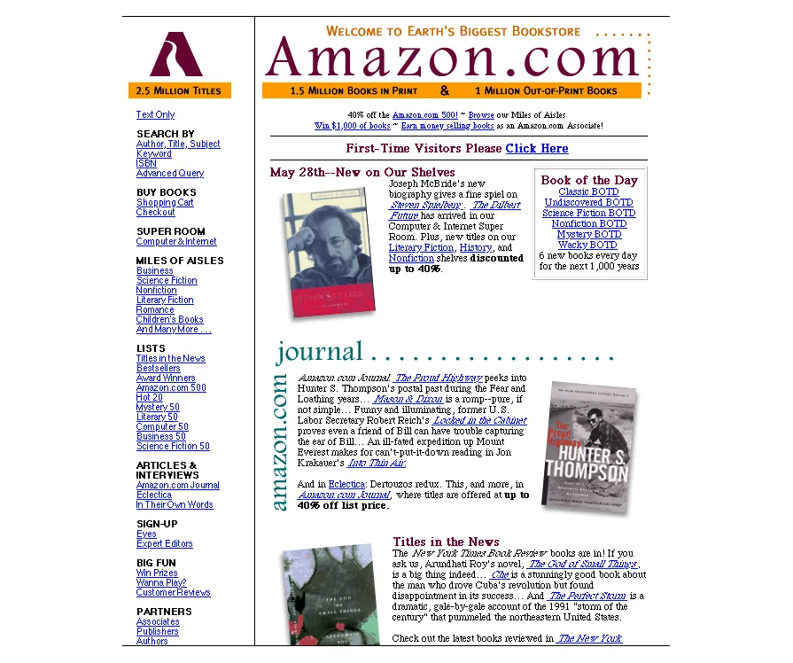 Early Amazon Homepage (1997)